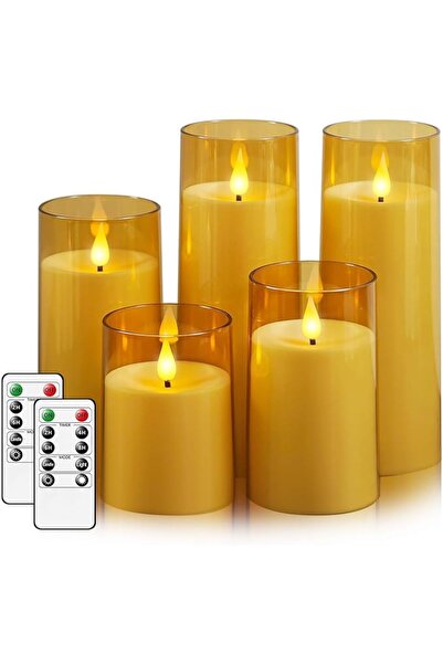 GENERAL Fo32won Grey LED Flameless Pillar Candles Battery Operated with Remot...