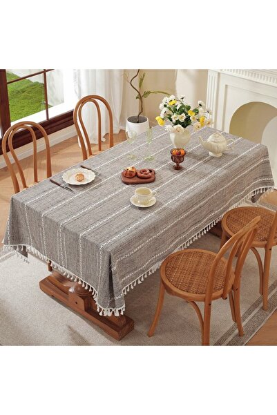 Generic Brand Rectangular stain-resistant linen tablecloth, elegant and water...