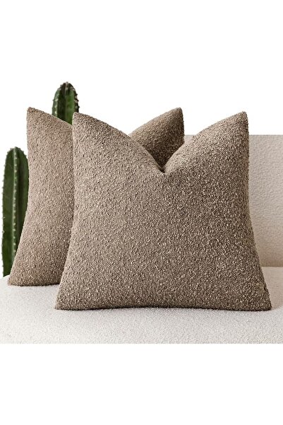 GENERAL Foindtower Pack of 2 Textured Boucle Throw Pillow Covers Accent Solid...