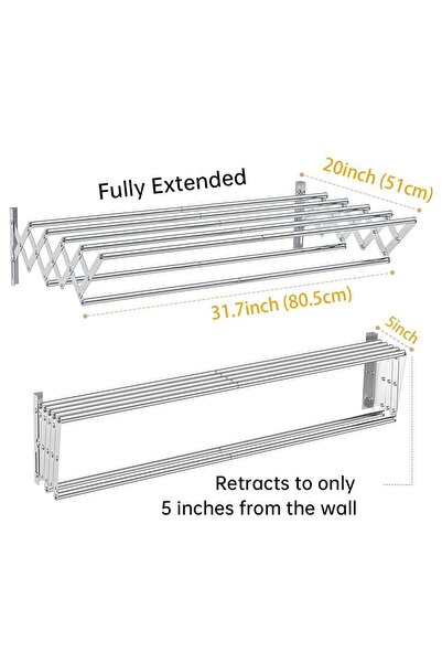 Generic Wall Mountedclothes Drying Rack Foldable, Rust Resistant Accordion Retractable Drying Rack,Laundry/Bathroom Tower Towel Rack, Portable Clothes Drying Rack