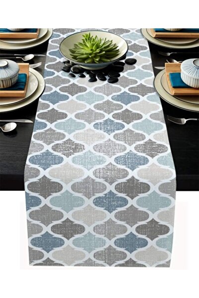 Generic Brand Cotton-linen blend - Long 72-inch geometric four-leaf clover pa...