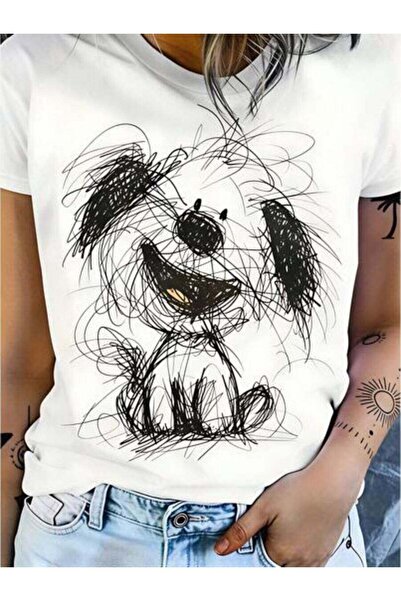 23ERVA Casual, Women's T-Shirt, Sketch Design, Everyday Wear, Spring Summer, ...