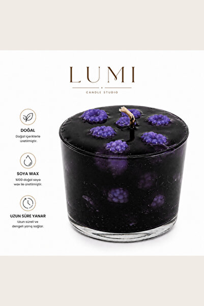 Lumieres Böğürtlen Kokteyl Dekoratif Şeffaf Soya Wax Jel Cam Bardak Lumi Cand...