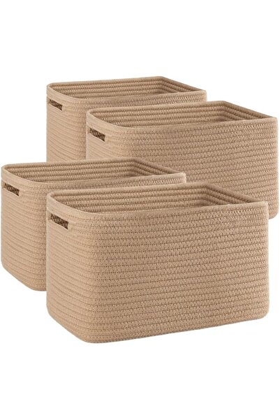 GENERAL 4 Pack Shelf Baskets for Organizing Home - Perfect for Toys, Books, a...