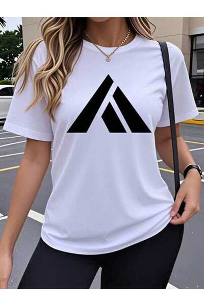 23ERVA Casual Women's Geometric Logo Design, Pure Cotton T-Shirt, Spring Summ...