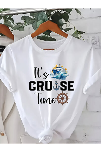 128 Plus Size Women's T-Shirt - Nautical & Travel Theme, Short Sleeve Crew Ne...