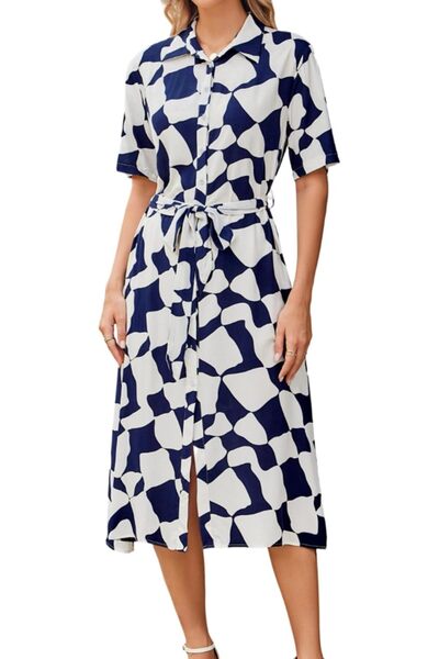 GENERAL BROVAVE Women's 2026 Summer Short Sleeve Work Dresses Tie Waist Butto...
