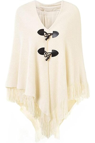 TBSCWYF Women's Faux Fur Knitted Poncho Cape with Hood Warm Cape Cardigan Sto...