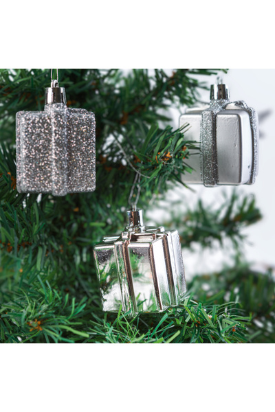 Alista Home Christmas decoration set, silver gift boxes, 6 pcs, 4.5 cm