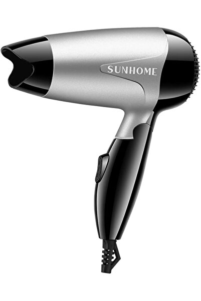 Sunhome مجفف شعر صغير قابل للطي للسفر بقوة 1200 واط، فضي/أسود