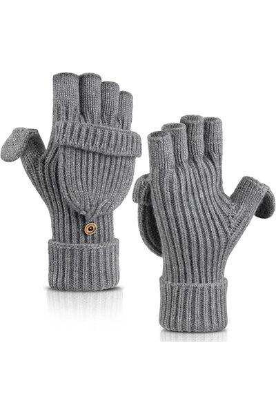 AZONEE Winter Gloves for Women & Men, Convertible Fingerless Gloves for Cold ...