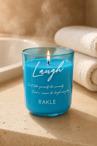 Rakle Laugh Cool Linen Temiz Keten Kokulu Turkuaz Cam Mum – Dekoratif Kutulu ...