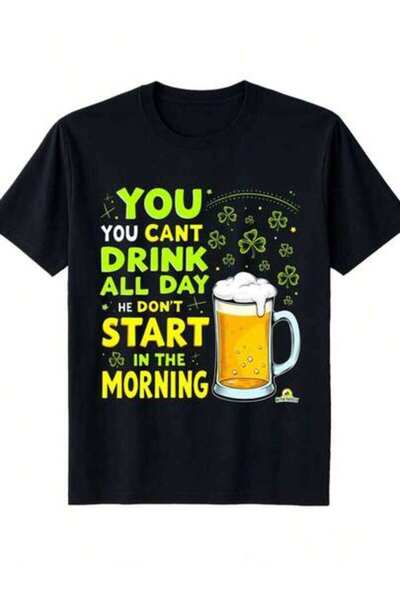 23ERVA تي شيرت St Patricks Day Beer Quote 100 برقبة دائرية وقصة فضفاضة ونسيج ...
