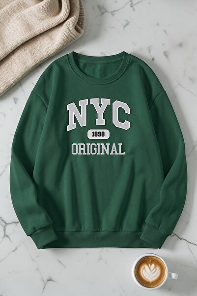 uyguntarz سويت شيرت برقبة دائرية مطبوع عليه Nyc Original للجنسين