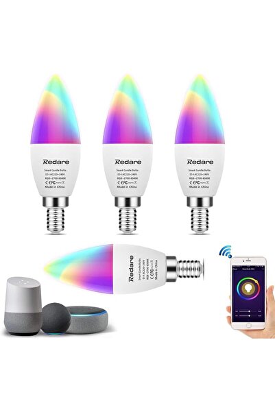 GENERAL Redare Alexa E14 Smart Candle Bulbs,لمبة ذكية,C37 Dimmable WiFi Smart...