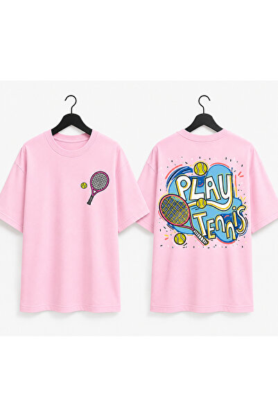 VODEXA Unisex Oversize Tennis Printed T-Shirt 100% Cotton Tennis Themed Comfo...