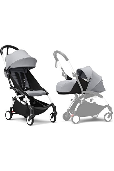 Stokke عربة أطفال YOYO3 مع حزمة للمواليد الجدد - تشمل إطارًا أسود، وحزمة ألوا...