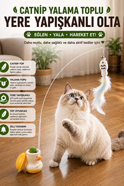 ego home Kedi Olta Oyuncağı Catnip Yalama Toplu Dönebilen Çıngırak Zilli Kedi Oyun Oltası