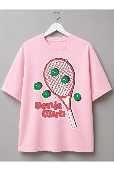 VODEXA Unisex Oversize Tennis Printed T-Shirt 100% Cotton Tennis Themed Comfo...