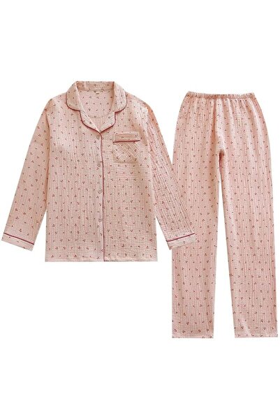 GENERAL codcm Womens Cotton Pajama Set Long Sleeve Button Down Shirt and Loun...