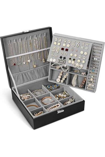 GENERAL Jewelry Box, Jewelry Boxes for Women & Men with PU Leather,2 Layer Je...