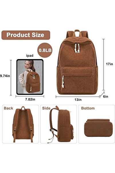 BTOOP School Backpack for Teens Large Corduroy Bookbag Lightweight Girls Boys...