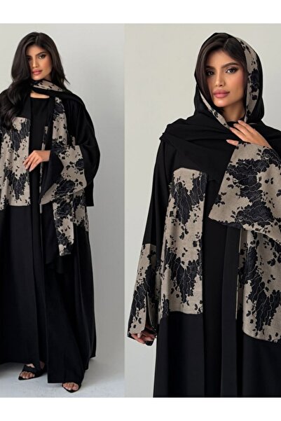 Classy She Abaya Lace Color Block Set (Includes Headscarf)