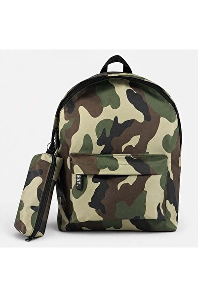 OEM Army School Backpack with Pencil Case 31 x 13.5 x 42.5 cm