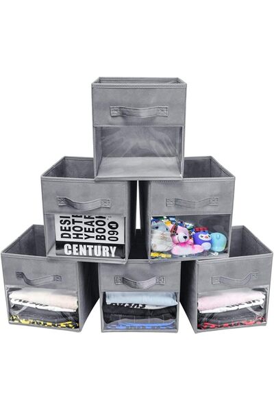 ALMEKAQUZ 6 Pcs Storage Cubes, Foldable Fabric Storage Cubes, 30CM Cube Stora...