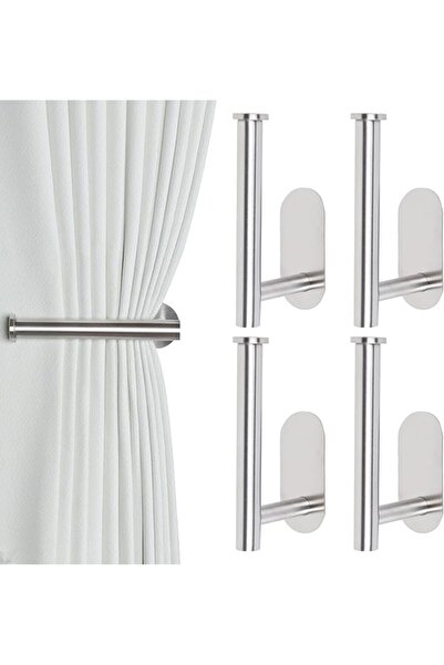 GENERAL Groleca Adhesive Curtain Holdbacks - 4 Pack No Drill Tie Backs Hooks ...