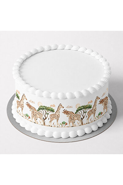 hediyehobihersey Edible Giraffe Safari Cake and Figure Picture Print Sugar Pa...