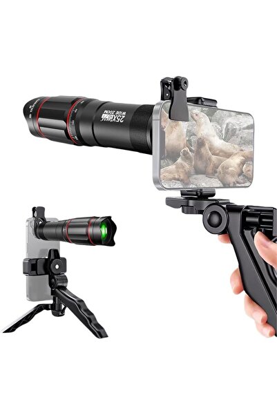 TERRIFI Mobile Phone Lens Kit, 25x Telephoto Lens Set with Phone Clip and Tri...
