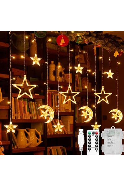 YAKITER زينة رمضان، أضواء LED متسلسلة، 8 أوضاع إضاءة للنوافذ، مقاومة للماء، أ...