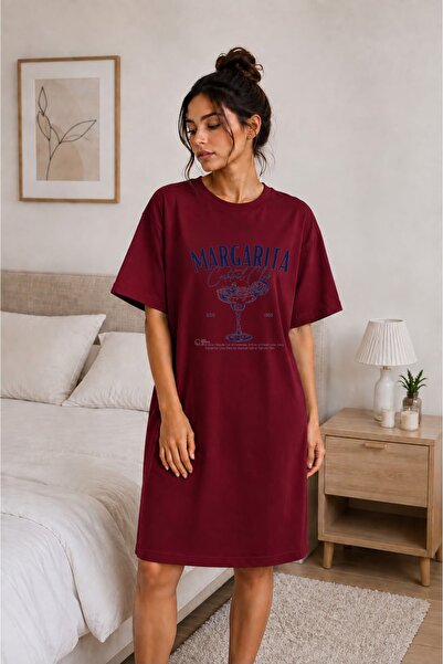 classy moda تي شيرت نسائي طويل جدًا مطبوع عليه كوكتيل بمقاس كبير