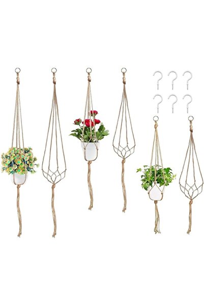 ANYUAN Cotton Rope Macrame Plant Hanger,6 Pack Hanging Planters Baskets,Plant...