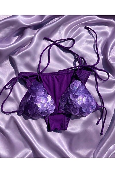 SAVORA SWİM Savora Perla Luna Mor Pullu Üçgen Bikini Takımı