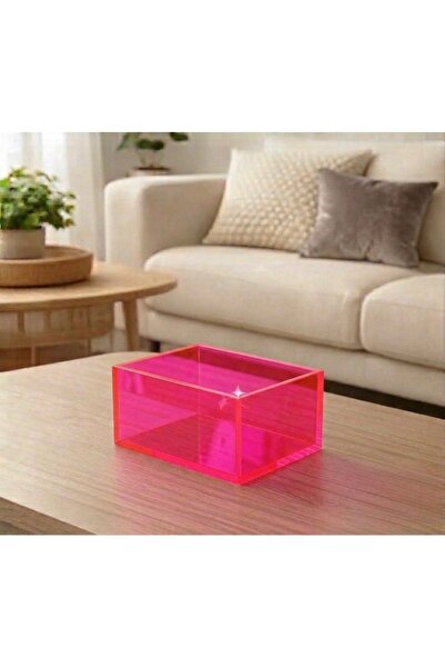 Trend Pleksi Multi-Purpose Transparent Pink Plexiglass Box (20cm X 15cm X 10cm)