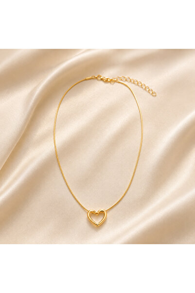 Kumru Studio Minimalist Necklace with Heart Detail – Gold Color Elegant Women...