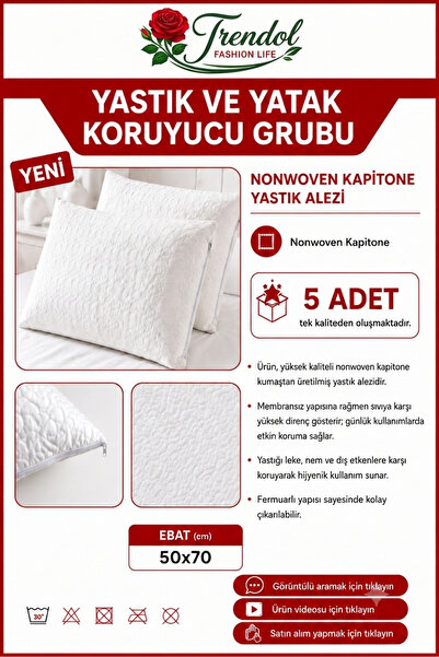 Generic Brand Pack of 5 Quilted Pillow Covers 50X70 cm - Zippered, Liquid-Res...