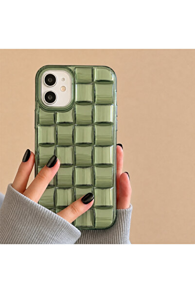 EDELFU iPhone 11 UYUMLU - Matcha, Zümrüt Renk Örgülü Şeffaf Sararmaz, Yumuşak...