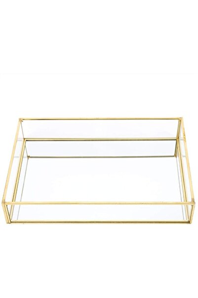 Tnfeeon Glass Makeup Organizer Box, Elegant Open Tray Storage Display for Van...