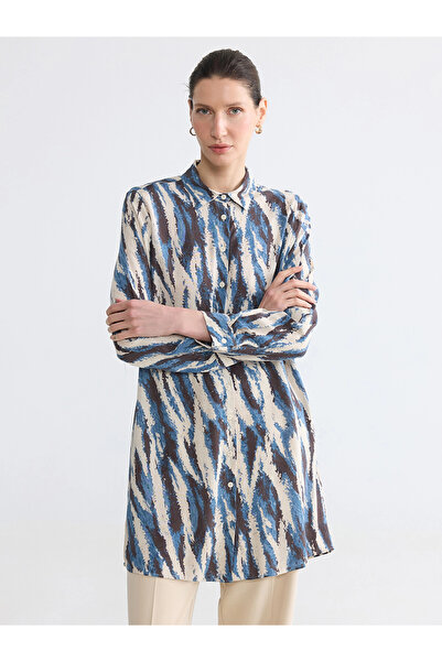 LC Waikiki Lcw Grace Indigo Patterned Women's Shirt Tunic