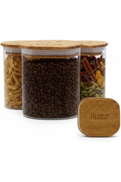 Generic Airtight Food Storage Containers with Wooden Lid – Set of 3 – BPA-Fre...