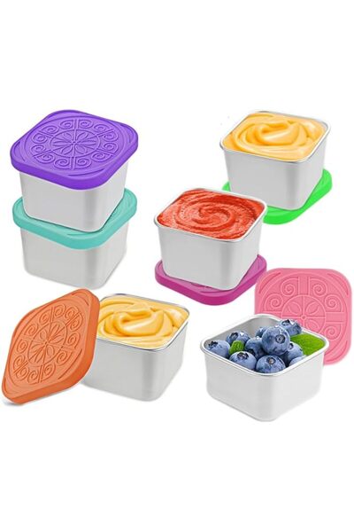 Generic Pack Stainless Steel Containers Easy Open Leakproof Metal Snack Conta...
