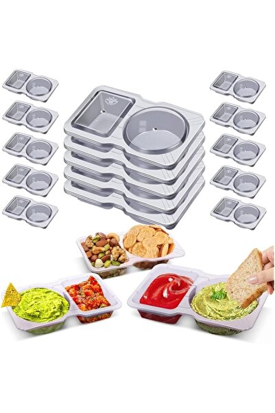 Generic PCS Double Compartment Condiment Containers With Lids Disposable, 2 C...