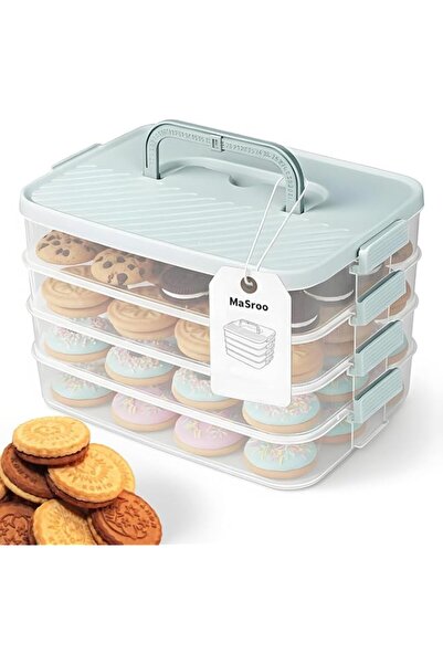 Generic Cookie Storage Containers, 4-Layer with Lids and Handle, Stackable Fo...