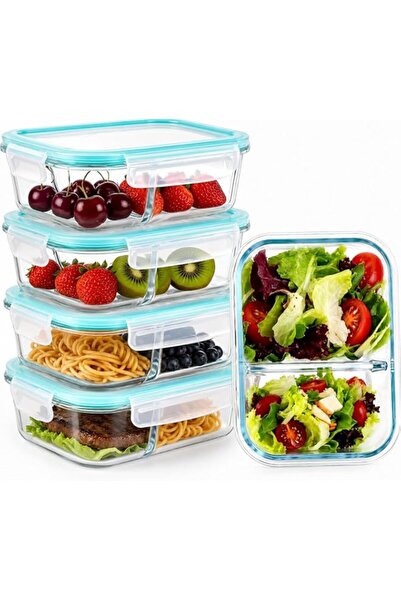 Generic 4 Pack 1040 ml Airtight Glass Meal Prep Container Set, BPA Free, Micr...