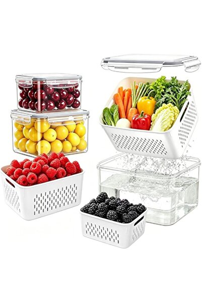 Generic 3 PCS Fruit Storage Containers Set for Fridge with Removable Colander...