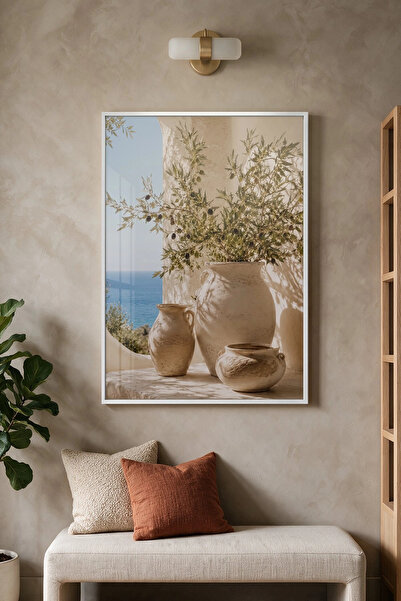 KOLAJTASARIM One Piece White Metal Framed Tempered Glass Printed Wall Art Pai...