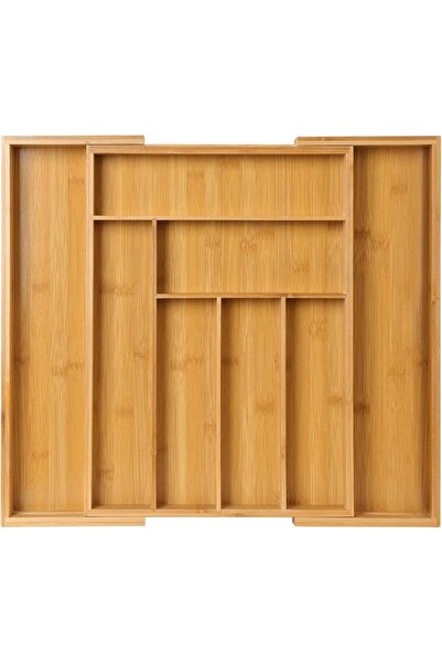 GENERAL Expandable Bamboo Cutlery Organizer, Adjustable Kitchen Drawer Tray
